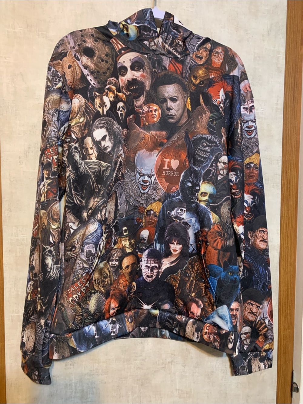 All-Over Horror Collage Hoodie - Multicolor XXXL